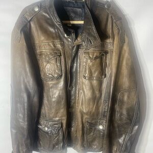 True Religion Men's Brown Leather Jacket